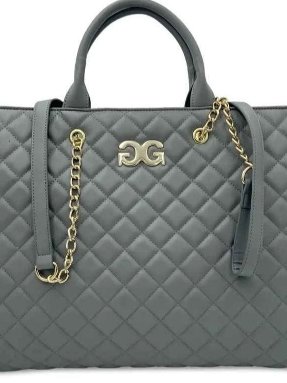 Gilda Paris Large Quilted Tote in gray.